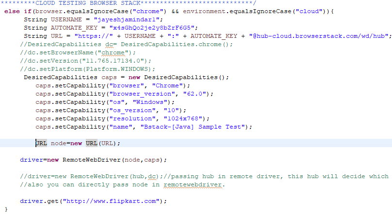 desired capabilities for executing test automation on cloud